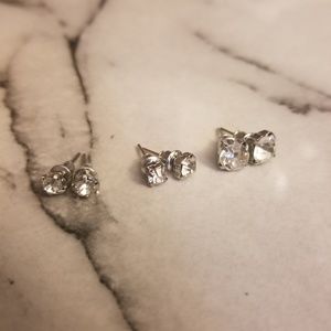 Silver Rhinestone Stud Earrings